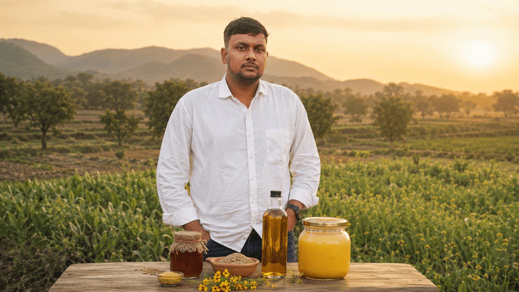Organic Jaipur founder with farm-made ghee, honey, mustard oil and grains